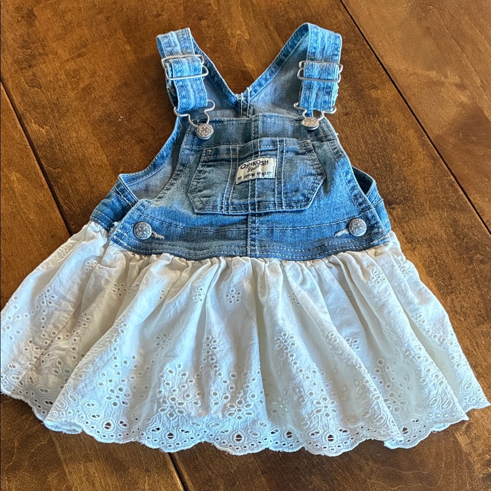 OshKosh B'gosh Denim and White Eyelet Skirtall